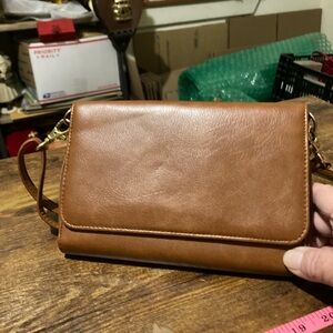 Small brown crossbody organizer wallet/purse